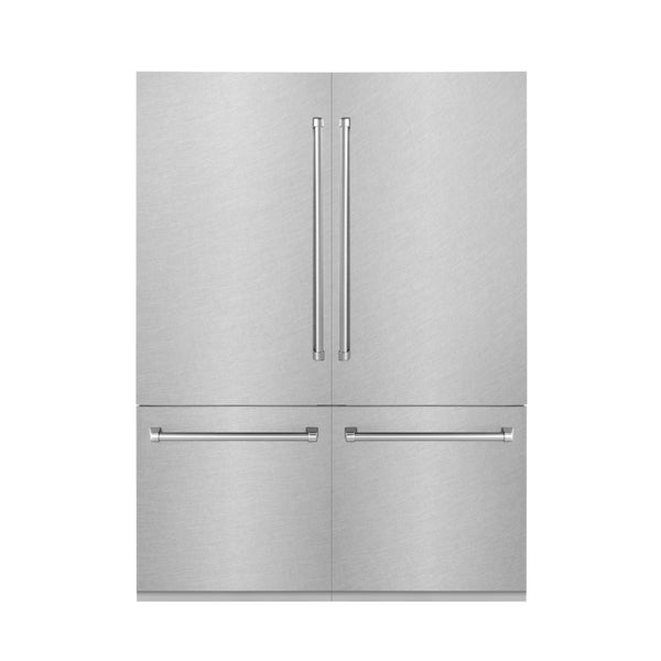 ZLINE 60 in. 32.2 cu. ft. French Door Built-In Bottom Freezer Refrigerator with Water Dispensers and Ice Makers in Satin Stainless Steel (RBIV-SN-60)