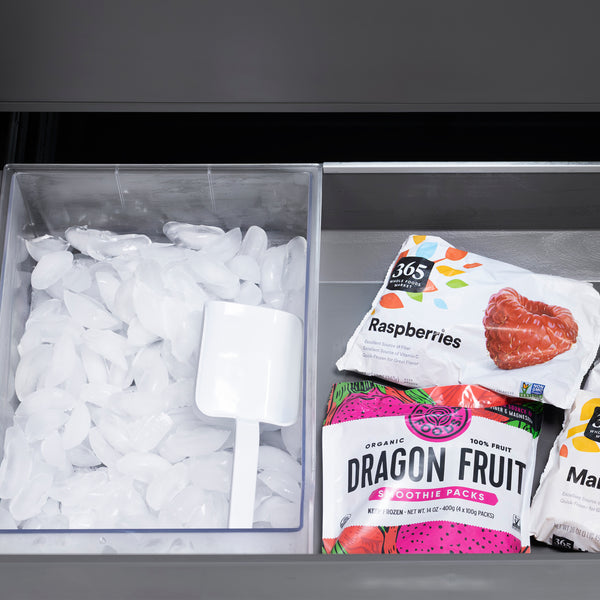 ZLINE Autograph Edition 36 in. 19.6 cu. ft. French Door Built-In Bottom Freezer Refrigerator with Water Dispenser and Ice Maker in Satin Stainless Steel with Stainless Steel Interior and Champagne Bronze Accents (SRBIVZ-SN-36-CB)