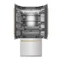 ZLINE Autograph Edition 36 in. 19.6 cu. ft. French Door Built-In Bottom Freezer Refrigerator with Water Dispenser and Ice Maker in Satin Stainless Steel with Stainless Steel Interior and Champagne Bronze Accents (SRBIVZ-SN-36-CB)