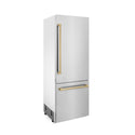 ZLINE 30" Autograph Edition 16.1 cu. ft. Built-in 2-Door Bottom Freezer Refrigerator with Internal Water and Ice Dispenser in Stainless Steel with Champagne Bronze Accents (RBIVZ-304-30-CB)
