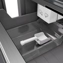 ZLINE 24 in. 12.4 cu. ft. Column Freezer in Stainless Steel with Graphite Gray Interior (RCFV-304-24) close-up detail, internal ice maker and scoop.