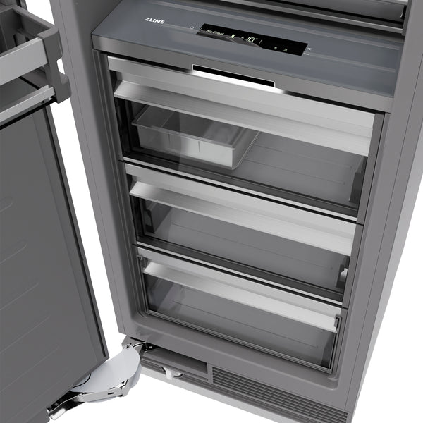 ZLINE 18 in. 8.6 cu. ft. Left Hinge Column Freezer in Stainless Steel with Graphite Gray Interior (RCFVL-304-18)