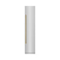 ZLINE Autograph Edition 18 in. 8.6 cu. ft. Right Hinge Column Freezer in Stainless Steel with Graphite Gray Interior and Champagne Bronze Accents (RCFVRZ-30418-CB) front, closed.