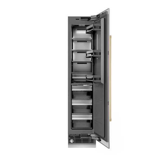 ZLINE Autograph Edition 18 in. 8.6 cu. ft. Right Hinge Column Freezer in Stainless Steel with Graphite Gray Interior and Polished Gold Accents (RCFVRZ-304-18-G)