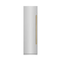 ZLINE Autograph Edition 24 in. 12.4 cu. ft. Column Freezer in Stainless Steel with Graphite Gray Interior and Polished Gold Accents (RCFVZ-304-24-G)