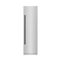 ZLINE Autograph Edition 24 in. 12.5 cu. ft. Column Refrigerator in Stainless Steel with Graphite Gray Interior and Matte Black Accents (RCRVZ-30424-MB) front, closed.