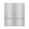 ZLINE 72 in. 39.6 cu. ft. French Door Built-In Bottom Freezer Refrigerator with Water Dispensers and Ice Makers in Stainless Steel with Graphite Gray Interior (GRBIT-304-72)