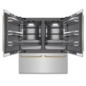ZLINE Autograph Edition 72 in. 39.6 cu. ft. French Door Built-In Bottom Freezer Refrigerator with Water Dispensers and Ice Makers in Stainless Steel with Graphite Gray Interior and Polished Gold Helix Handles (GRBITZ-30472KG)