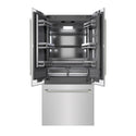 ZLINE Autograph Edition 36 in. 19.6 cu. ft. French Door Built-In Bottom Freezer Refrigerator with Water Dispenser and Ice Maker in Stainless Steel with Graphite Gray Interior and Polished Nickel Helix Handles (GRBIVZ-30436KPN)