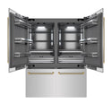 ZLINE Autograph Edition 60 in. 32.2 cu. ft. French Door Built-In Bottom Freezer Refrigerator with Water Dispenser and Ice Maker in Stainless Steel with Graphite Gray Interior and Champagne Bronze Helix Handles (GRBIVZ-30460KCB)