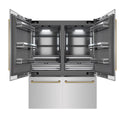 ZLINE Autograph Edition 60 in. 32.2 cu. ft. French Door Built-In Bottom Freezer Refrigerator with Water Dispenser and Ice Maker in Stainless Steel with Graphite Gray Interior and Polished Gold Helix Handles (GRBIVZ-30460KG)