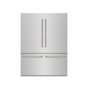 ZLINE Autograph Edition 60 in. 32.2 cu. ft. French Door Built-In Bottom Freezer Refrigerator with Water Dispenser and Ice Maker in Stainless Steel with Graphite Gray Interior and Polished Nickel Helix Handles (GRBIVZ-30460KPN)