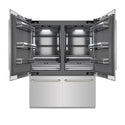 ZLINE Autograph Edition 60 in. 32.2 cu. ft. French Door Built-In Bottom Freezer Refrigerator with Water Dispenser and Ice Maker in Stainless Steel with Graphite Gray Interior and Polished Nickel Helix Handles (GRBIVZ-30460KPN)