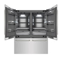 ZLINE Autograph Edition 60 in. 32.2 cu. ft. French Door Built-In Bottom Freezer Refrigerator with Water Dispenser and Ice Maker in Stainless Steel with Graphite Gray Interior and Polished Nickel Helix Handles (GRBIVZ-30460KPN)