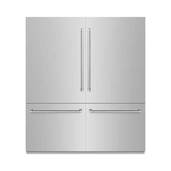 ZLINE 72 in. 39.6 cu. ft. French Door Built-In Bottom Freezer Refrigerator with Water Dispensers and Ice Makers in Stainless Steel (RBIT-304-72)