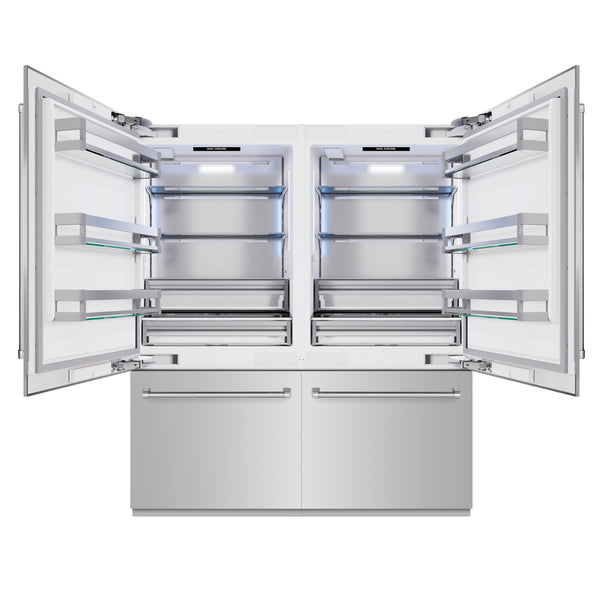 ZLINE 72 in. 39.6 cu. ft. French Door Built-In Bottom Freezer Refrigerator with Water Dispensers and Ice Makers in Stainless Steel (RBIT-304-72)