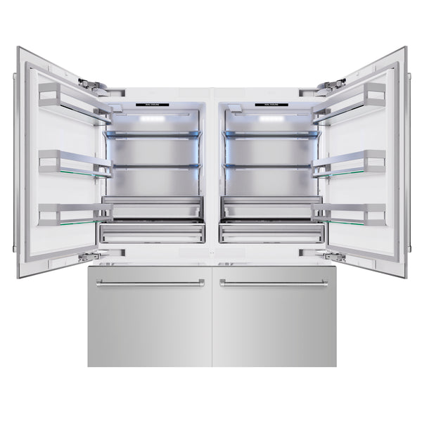 ZLINE 72 in. 39.6 cu. ft. French Door Built-In Bottom Freezer Refrigerator with Water Dispensers and Ice Makers in Stainless Steel (RBIT-304-72)