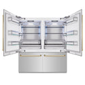 ZLINE Autograph Edition 72 in. 39.6 cu. ft. French Door Built-In Bottom Freezer Refrigerator with Water Dispensers and Ice Makers in Stainless Steel with Polished Gold Accents (RBITZ-304-72G)