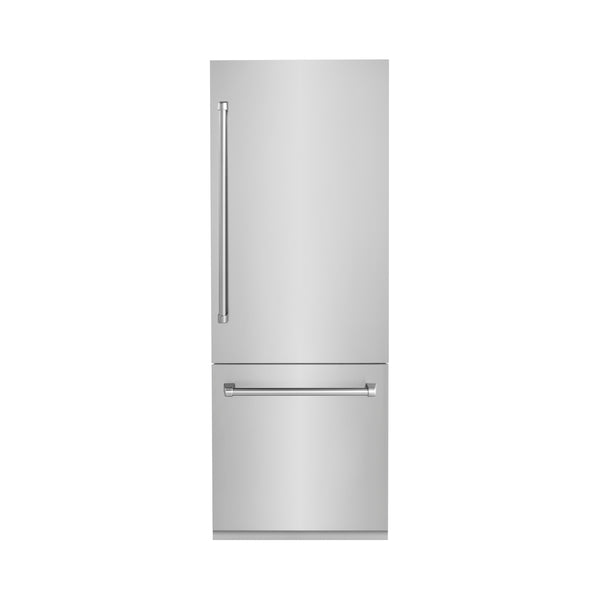 ZLINE 30" 16.1 cu. ft. Built-In 2-Door Bottom Freezer Refrigerator with Internal Water and Ice Dispenser in Stainless Steel (RBIV-304-30)