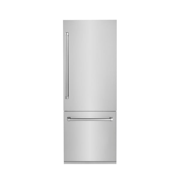 ZLINE 30 in. 16.1 cu. ft. Built-In Bottom Freezer Refrigerator with Water Dispenser and Ice Maker in Stainless Steel (RBIV-304-30)