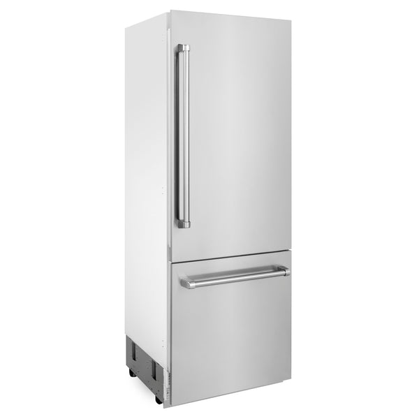 ZLINE 30 in. 16.1 cu. ft. Built-In Bottom Freezer Refrigerator with Water Dispenser and Ice Maker in Stainless Steel (RBIV-304-30)