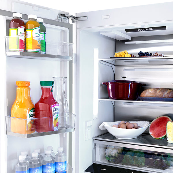 ZLINE 36 in. 19.6 cu. ft. French Door Built-In Bottom Freezer Refrigerator with Water Dispenser and Ice Maker in Stainless Steel (RBIV-304-36)