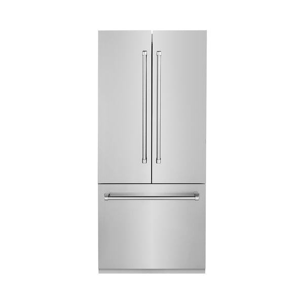 ZLINE 36 in. 19.6 cu. ft. French Door Built-In Bottom Freezer Refrigerator with Water Dispenser and Ice Maker in Stainless Steel (RBIV-304-36)