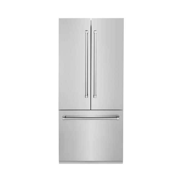 ZLINE 36 in. 19.6 cu. ft. French Door Built-In Bottom Freezer Refrigerator with Water Dispenser and Ice Maker in Stainless Steel (RBIV-304-36)