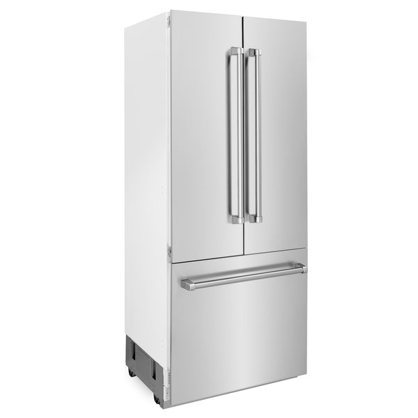 ZLINE 36" 19.6 cu. ft. Built-In 3-Door French Door Refrigerator with Internal Water and Ice Dispenser in Stainless Steel (RBIV-304-36)