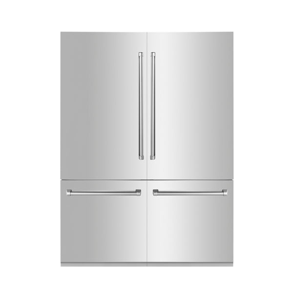 ZLINE 60 in. 32.2 cu. ft. French Door Built-In Bottom Freezer Refrigerator with Water Dispensers and Ice Makers in Stainless Steel (RBIV-304-60)