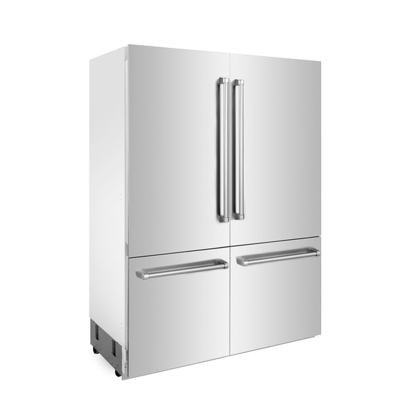 ZLINE 60 in. 32.2 cu. ft. French Door Built-In Bottom Freezer Refrigerator with Water Dispensers and Ice Makers in Stainless Steel (RBIV-304-60)