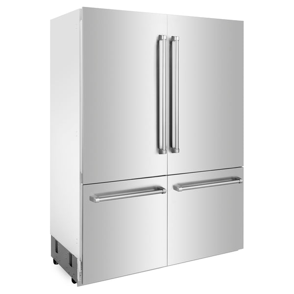 ZLINE 60 in. 32.2 cu. ft. French Door Built-In Bottom Freezer Refrigerator with Water Dispensers and Ice Makers in Stainless Steel (RBIV-304-60)