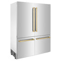 ZLINE 60" Autograph Edition 32.2 cu. ft. Built-in 4-Door French Door Refrigerator with Internal Water and Ice Dispenser in Stainless Steel with Polished Gold  Accents (RBIVZ-304-60-G)