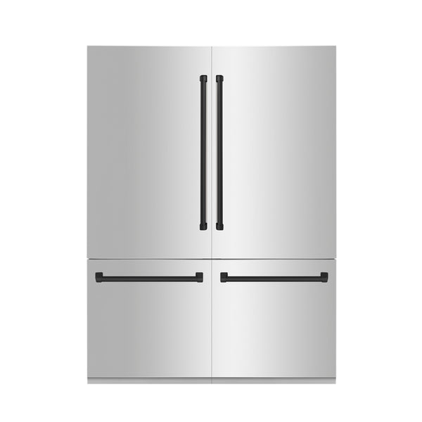 ZLINE 60" Autograph Edition 32.2 cu. ft. Built-in 4-Door French Door Refrigerator with Internal Water and Ice Dispenser in Stainless Steel with Matte Black Accents (RBIVZ-304-60-MB)