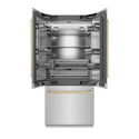 ZLINE Autograph Edition 36 in. 19.6 cu. ft. French Door Built-In Bottom Freezer Refrigerator with Water Dispenser and Ice Maker in Stainless Steel with Stainless Steel Interior and Champagne Bronze Accents (SRBIVZ-304-36CB)