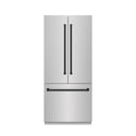 ZLINE Autograph Edition 36 in. 19.6 cu. ft. French Door Built-In Bottom Freezer Refrigerator with Water Dispenser and Ice Maker in Stainless Steel with Stainless Steel Interior and Matte Black Accents (SRBIVZ-304-36MB)