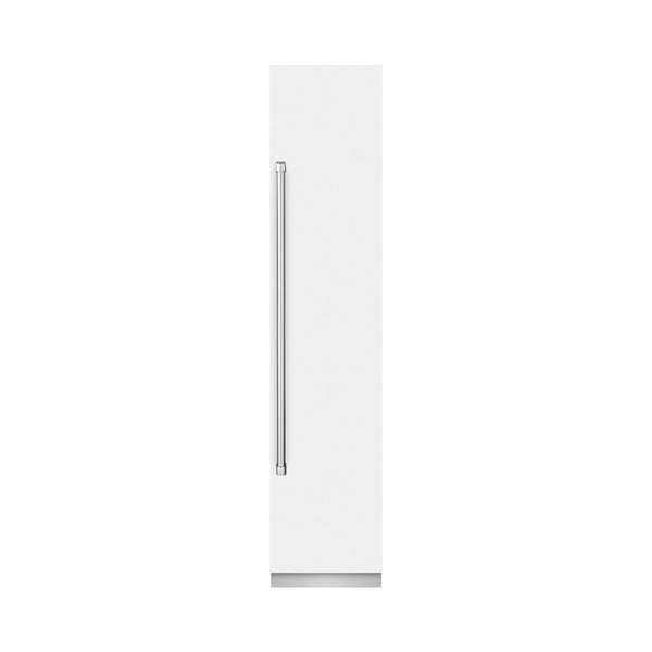 ZLINE 18 in. 8.6 cu. ft. Right Hinge Column Freezer in White Matte with Graphite Gray Interior (RCFVR-WM-18) front, closed.