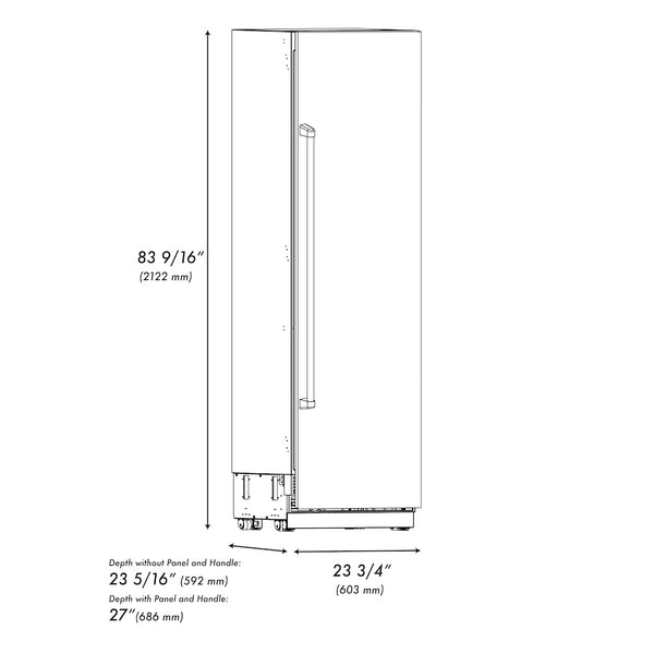 ZLINE Autograph Edition 24 in. 12.4 cu. ft. Column Freezer in White Matte with Graphite Gray Interior and Polished Gold Accents (RCFVZ-WM-24-G)