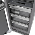 ZLINE Autograph Edition 24 in. 12.4 cu. ft. Column Freezer in White Matte with Graphite Gray Interior and Matte Black Accents (RCFVZ-WM-24-MB) close-up detail, drawers.