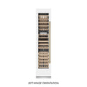 ZLINE Autograph Edition 18 in. 9.0 cu. ft. Triple Zone 68 Bottle Left Hinge Column Wine Cooler in White Matte with Champagne Bronze Accents (RCWVLZ-WM-18-CB) front, closed.