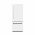 ZLINE Autograph Edition 30 in. 16.1 cu. ft. Built-In Bottom Freezer Refrigerator with Water Dispenser and Ice Maker in White Matte with Graphite Gray Interior and Matte Black Accents (GRBIVZ-WM-30-MB)
