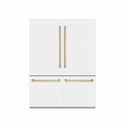 ZLINE Autograph Edition 60 in. 32.2 cu. ft. French Door Built-In Bottom Freezer Refrigerator with Water Dispenser and Ice Maker in White Matte with Graphite Gray Interior and Champagne Bronze Accents (GRBIVZ-WM-60-CB)