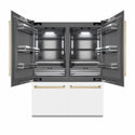 ZLINE Autograph Edition 60 in. 32.2 cu. ft. French Door Built-In Bottom Freezer Refrigerator with Water Dispenser and Ice Maker in White Matte with Graphite Gray Interior and Champagne Bronze Accents (GRBIVZ-WM-60-CB)