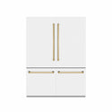 ZLINE Autograph Edition 60 in. 32.2 cu. ft. French Door Built-In Bottom Freezer Refrigerator with Water Dispenser and Ice Maker in White Matte with Graphite Gray Interior and Polished Gold Accents (GRBIVZ-WM-60-G)