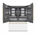 ZLINE Autograph Edition 60 in. 32.2 cu. ft. French Door Built-In Bottom Freezer Refrigerator with Water Dispenser and Ice Maker in White Matte with Graphite Gray Interior and Polished Gold Accents (GRBIVZ-WM-60-G)