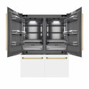 ZLINE Autograph Edition 60 in. 32.2 cu. ft. French Door Built-In Bottom Freezer Refrigerator with Water Dispenser and Ice Maker in White Matte with Graphite Gray Interior and Polished Gold Accents (GRBIVZ-WM-60-G)