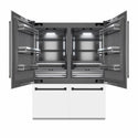 ZLINE Autograph Edition 60 in. 32.2 cu. ft. French Door Built-In Bottom Freezer Refrigerator with Water Dispenser and Ice Maker in White Matte with Graphite Gray Interior and Matte Black Accents (GRBIVZ-WM-60-MB)