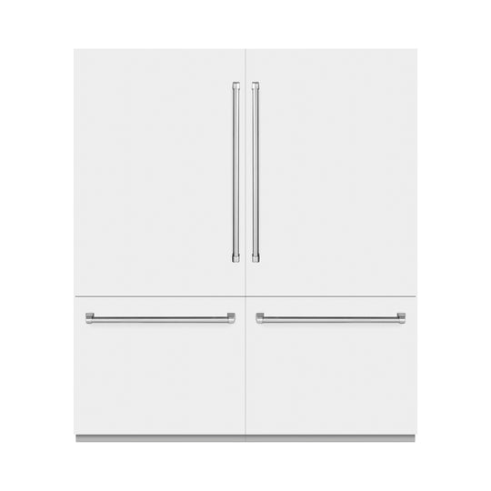 ZLINE 72 in. 39.6 cu. ft. French Door Built-In Bottom Freezer Refrigerator with Water Dispensers and Ice Makers in White Matte (RBIT-WM-72)