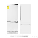 ZLINE 30" 16.1 cu. ft. Built-In 2-Door Bottom Freezer Refrigerator with Internal Water and Ice Dispenser in White Matte (RBIV-WM-30)