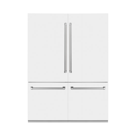 ZLINE 60 in. 32.2 cu. ft. French Door Built-In Bottom Freezer Refrigerator with Water Dispensers and Ice Makers in White Matte (RBIV-WM-60)